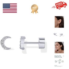 14K Gold Plated Dainty Flat Back Earrings for Women - Hypoallergenic Sterling...