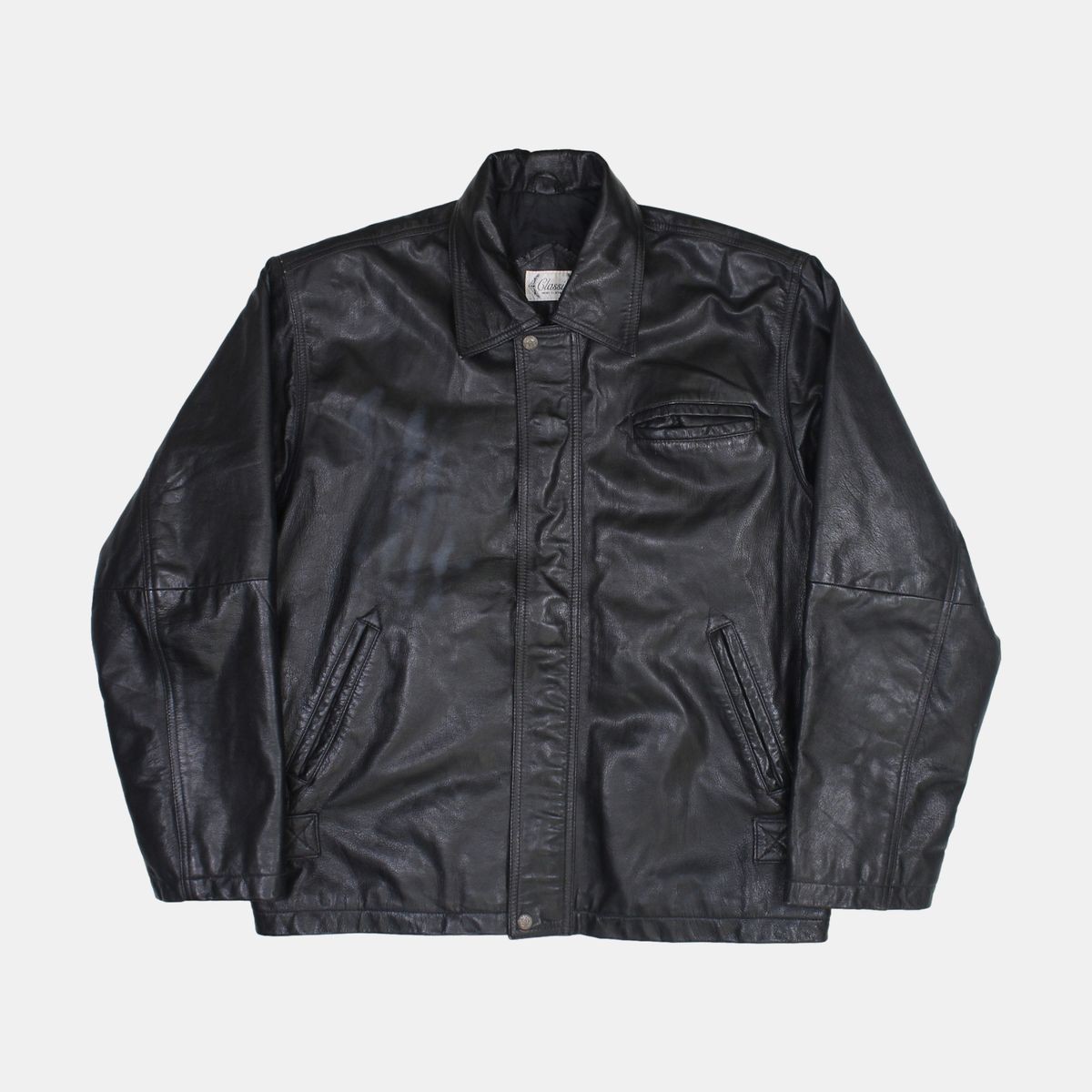 Classic Leather Jacket / Size L / Mid-Length / Mens / Black / Leather