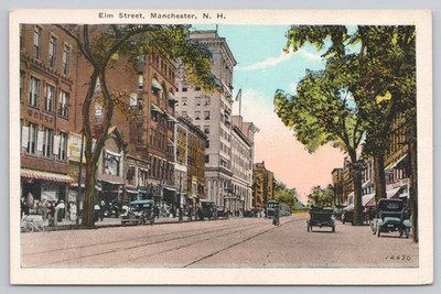 Vintage Elm Street Manchester NH Postcard E.E. Smith Pub