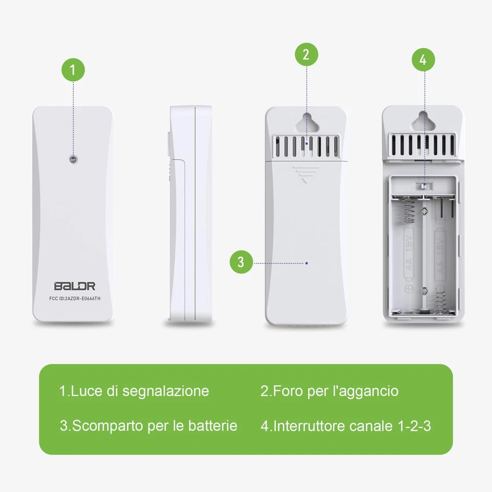 Sensore esterno per stazioni meteo, sensore wireless per temperatura e umidità a - Immagine 4 di 4