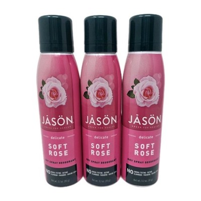 Jason Soft Rose Delicate 24H SWEAT ODOR FREE DRY SPRAY DEODORANT 3.2 oz. 3 Pack