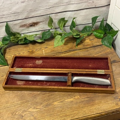 Gerber-12 Snickersnee Knife Walnut Wood Box Handmade Legendary Blade Oregon VTG