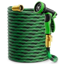 Garden Hose 75ft, Non-Expandable Water Hose with 10 Function Nozzles, Portabl...