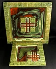 Red Wing Pottery 2 Ashtrays Scarlet Red & Green # 888 & # 936 Flawless Condition