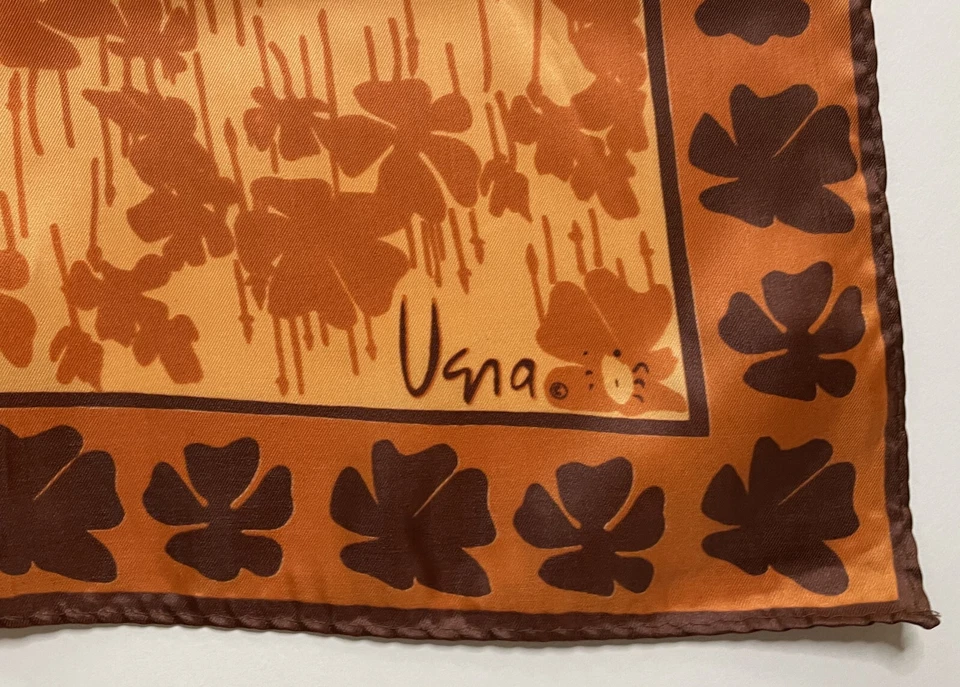 Bufanda Vintage Vera Neumann Naranja Marrón Influencia Asiática Floral Rectángulo Ladybug Foto 2 de 4