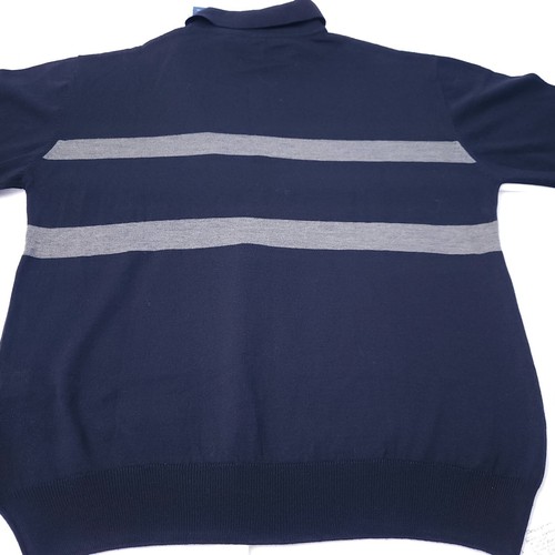 Callaway Golf Merino Wool Italy Sweater XL Short Sleeve Navy Grey Stripe - Picture 2 of 17