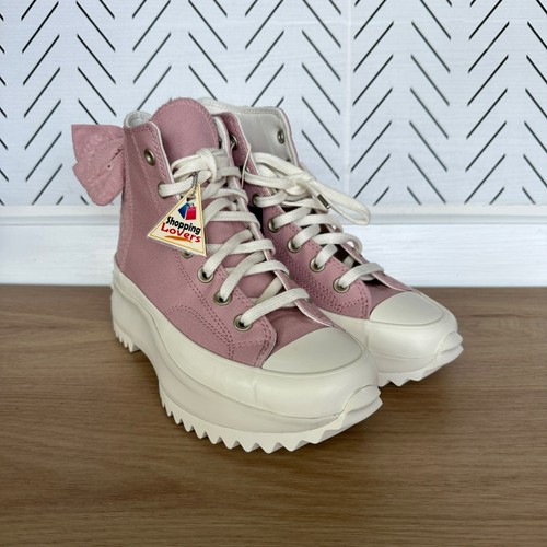 ⭐Converse Run Star Hike Hi Men shoes 9 Dusty Pink Embroidered Flower Bow A09781C - Picture 4 of 11