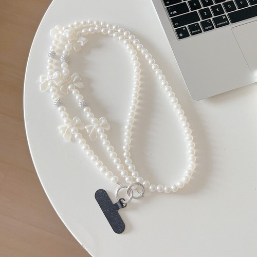 Love Heart Pearl Phone Lanyard Hanging Decoration Messenger Bag Chain Bag - Photo 13 sur 15