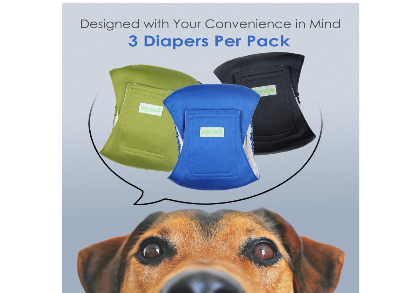 Wegreeco Washable Male Dog Belly Wrap - Pack of 3 Black,Blue,Olive XL