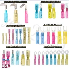 Heat Shrink Wire Connectors Ring Fork Spade Butt Piggy Bullet Crimp Terminals