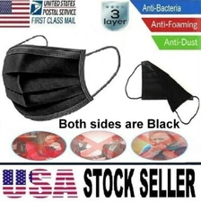 50 Pcs Disposable Medical,Surgical,Dental 3-Layers Face Mask Black On Both Sides