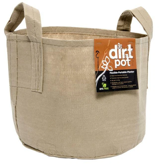 Hydrofarm Dirt Pot Reusable Planter, 7-Gallon Tan with Handles, HGDBT7H Ten Pack - Image 3 of 3