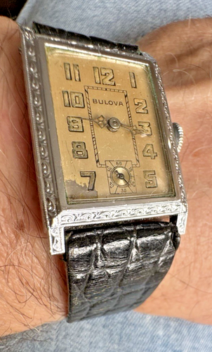 Vintage Rare 1920’s Bulova Art Deco 14K WHITE GF Watch 15J Runs Very Rare UNIQUE - Picture 3 of 21