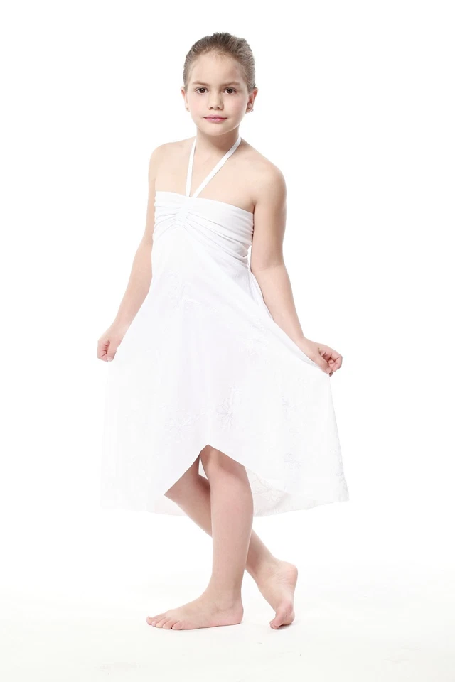 Aloha бабочка платье девочка пляж гавайский круиз Luau свадьбы цветок белый бусина - Изображение 4 из 4