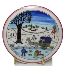 Vtg Villeroy Boch Design Naif Medium Candy Box and Lid Winter Christmas Laplau