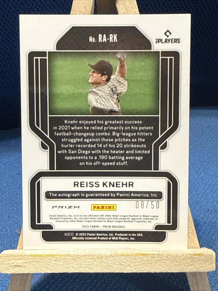 2022 Prizm Baseball Reiss Knehr Rookie Auto White Prizm  #RA-RK 2022 RC 08/50 - Image 2 of 3