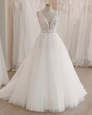 Leaves Lace Wedding Dress Bridal Gown 2-28W Custom made Plus Size Straps Tulle