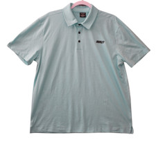 Hurley H2O Dri Polo Shirt Large Aqua Blue Short Sleeve Black Logo Mens