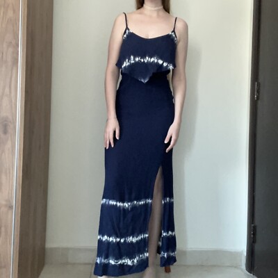 Mudd Navy Royal Blue White Tie Dye Grecian Inspired Sleeveless Maxi Dress  XS | eBay