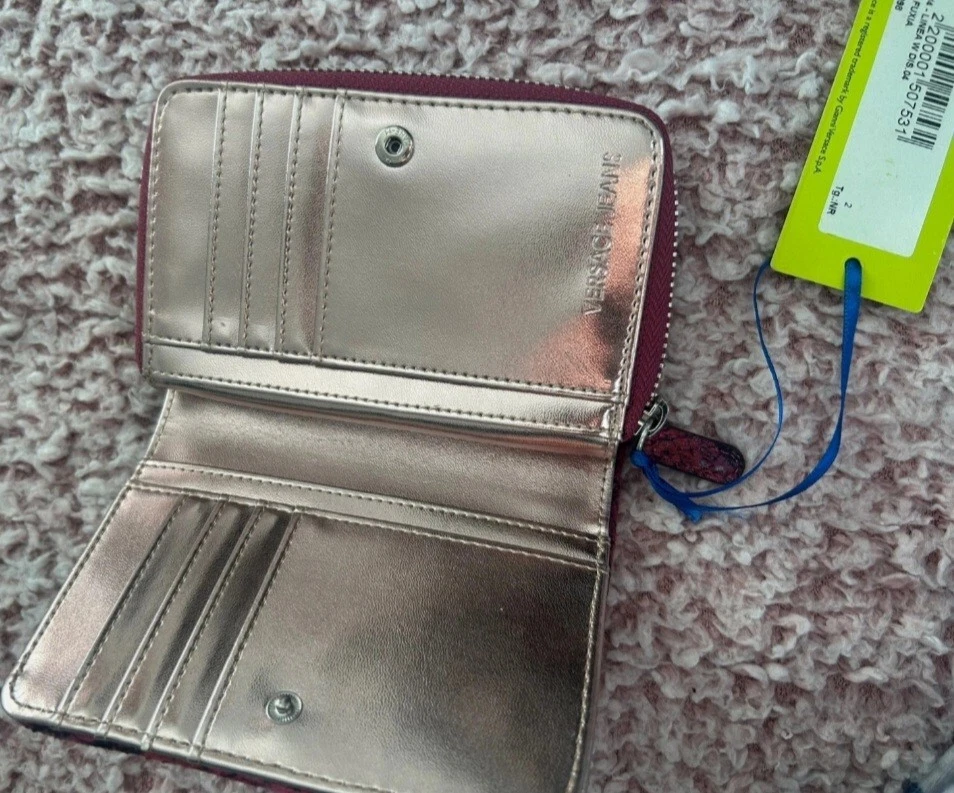 Versace джинсы с ЯРЛЫКАМИ бумажник женщин логотип молнии Araund сумочки красный подлинный подлинный  - Изображение 2 из 4