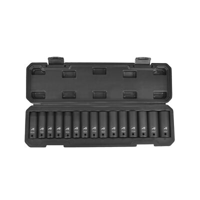 1/2 Drive Metric Deep Impact Socket Set,6-Point Design,16-Piece Set 10mm to 24mm
