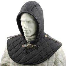 Cotton Padded Collar Armor And Cap Black for Renaissance or Medieval Events