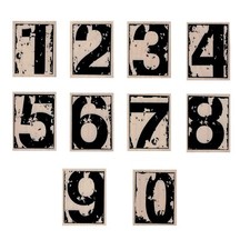 Set of 10 Number Mounted Stamps, Number Stamps, Number Stamp Set, Grunge