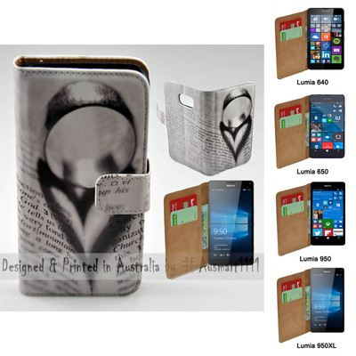 For Nokia Series - Ring on Book Print Theme Wallet Mobile Phone Case Cover