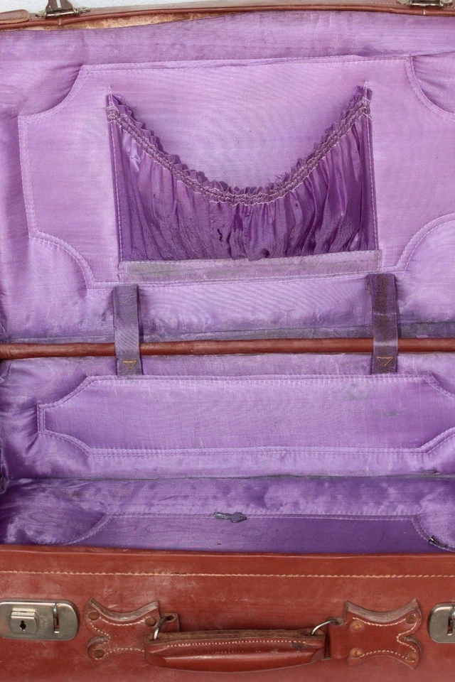 Maleta de viaje de cuero indio antigua vintage decoración del hogar coleccionable Foto 3 de 4