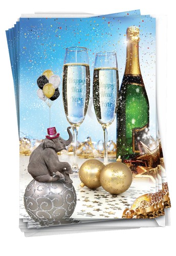 New Year Witzkarten – 12-teiliges Set „Resolution Not Last Long“ Mit Umschlägen