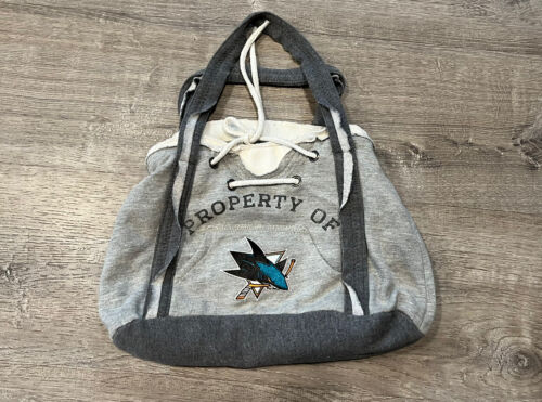 SAN JOSE SHARKS GRAY HOODIE PURSE BAG WITH EMBROIDERED LOGO NHL - Picture 1 of 5