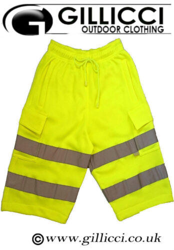 PPE HI HIGH VIZ VIS SICHTBARKEIT ARBEIT REFLEKTIERENDE JOGGER JOGGING FLEECE SHORTS - Bild 3 von 3