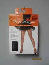 Sheer Intrigue Non-Control Top Ultra Sheer Pantyhose Midnite Black Sz B BOX OF 3