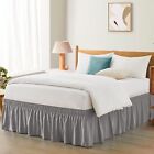 Grey Adjustable Bed Skirt for Full & Queen Size Bed - with 18 Inch Tailored D.