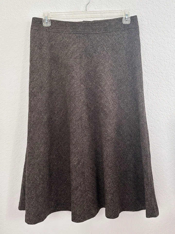 Falda para mujer Grace Elements 10 marrón lana mezcla seda Boucle Cottagecore terrosa Foto 2 de 4