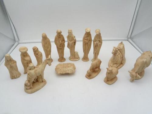 Vintage 1973 Byron Molds 14 pcs Ceramic Christmas Nativity Set Hand Painted - Picture 1 of 12