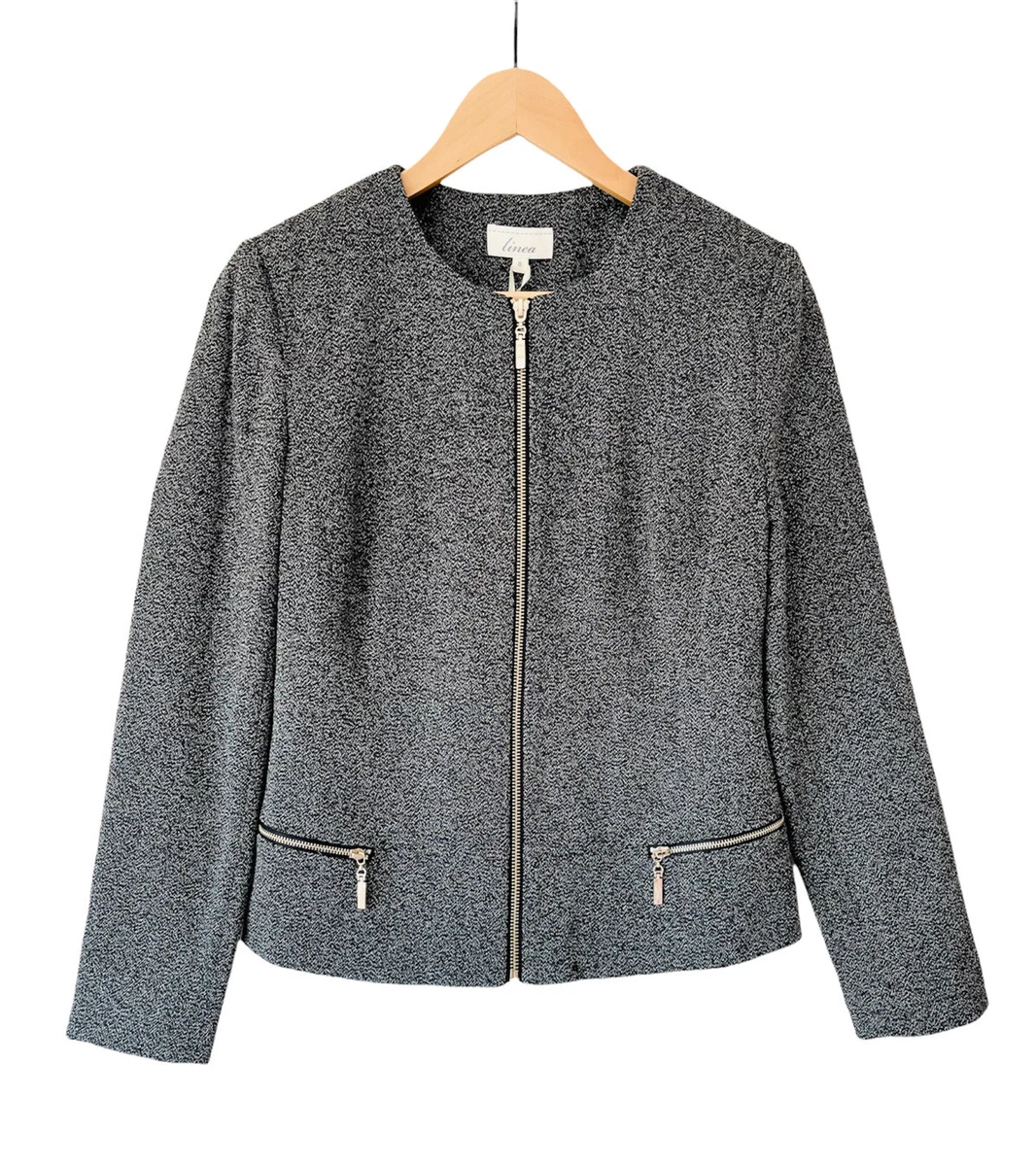 BNWT Linea Grey Boucle Jacket - Size 8 House of Fraser Blazer Zip Suit RRP  £59 | eBay