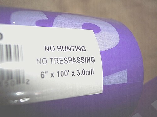 Barricade Tape No Hunting No Trespassing Purple Tape 6 in x 100 Ft Keep Out Tape - Picture 2 of 4