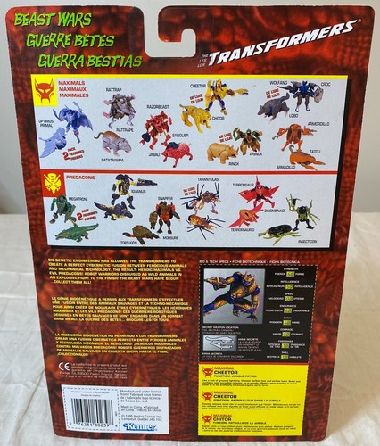 1995 HASBRO KENNER TRANSFORMERS BEAST WARS CHEETOR GREEN EYES TRI-LOGO CARD MOC - Picture 3 of 4