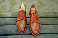 Men Handmade Genuine Tan Leather Shoes Bespoke Oxford Formal Dress Shoe