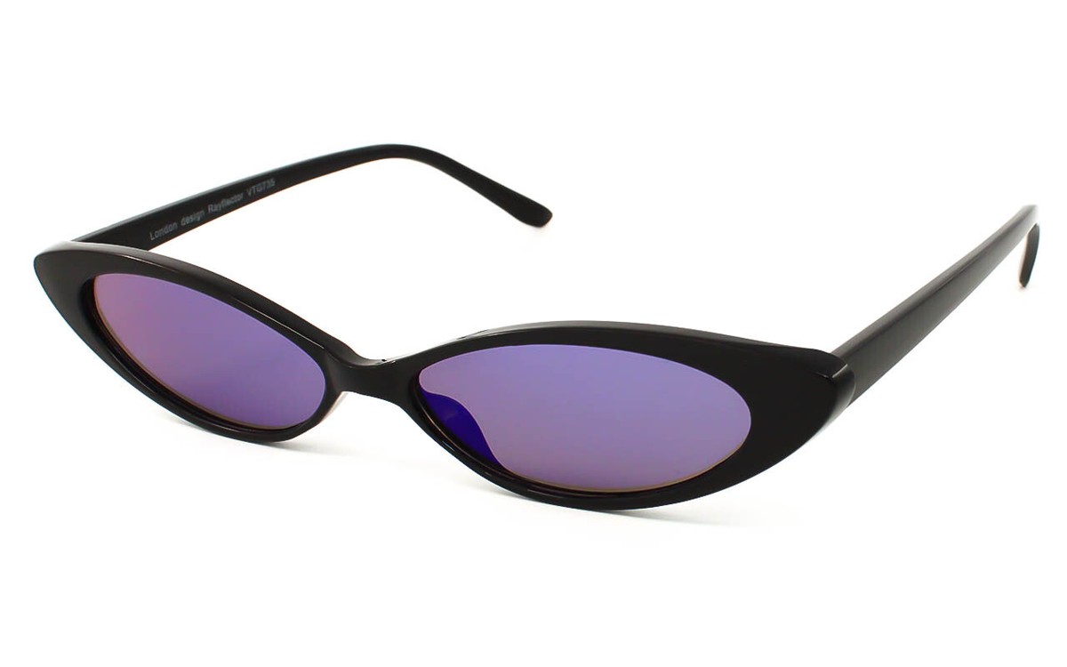 Sunglasses PURPLE Cat Eye Slim Dopamine Trendy Edgy Twee NWT THORNE Purple Lens Sunglasses | Leoide Eyewear main image 4