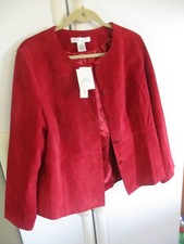 Nwt Pursuits, Ltd Soft Supple Suede Berry Red Lined Jacket New 16w Xl