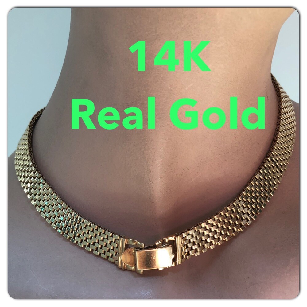 VINTAGE 14K REAL YELLOW GOLD NECKLACE - image 1