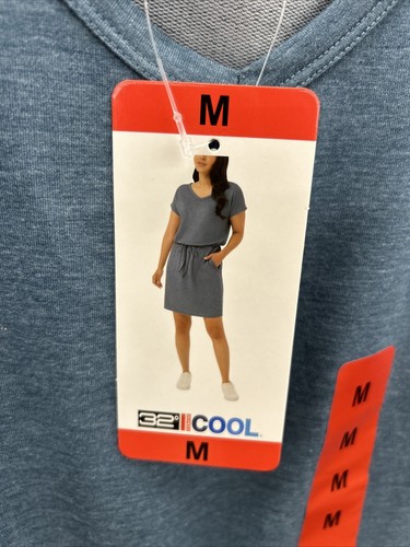 32 Degrees Damen weiches Lux Kurzarm Kleid blau Größe Medium geraffte Taille zum Binden - Bild 6 von 8