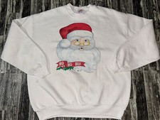 VTG JERZEES Santa Claus Ho Ho Ho Christmas Graphic Crew Neck Sweatshirt sz XL