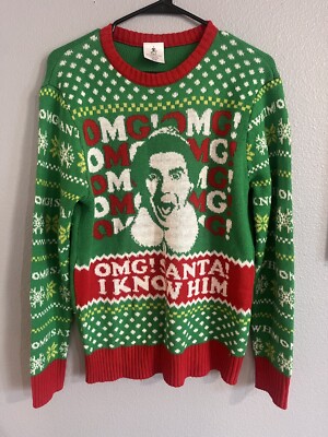 Elf Christmas Sweater Men M Green Fair Isle Will Ferrell Pullover Jumper  Holiday