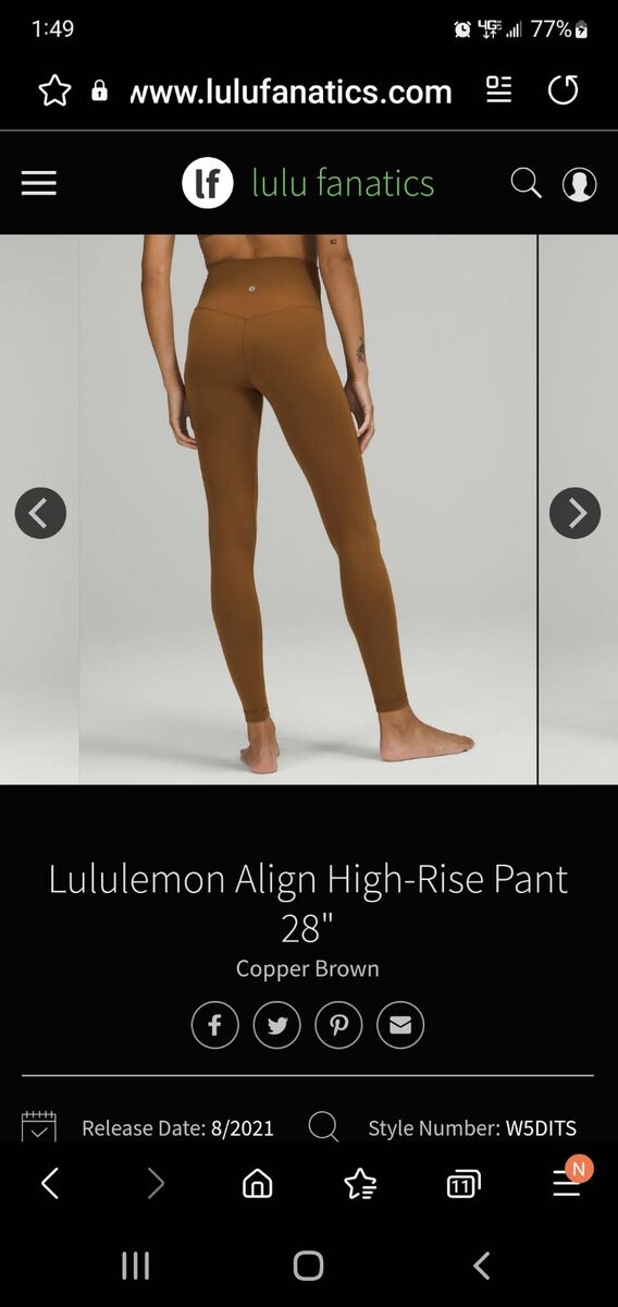 Lululemon Women Align Pant 28” Nulu Cooper brown LW5DITS Size 14 NWT