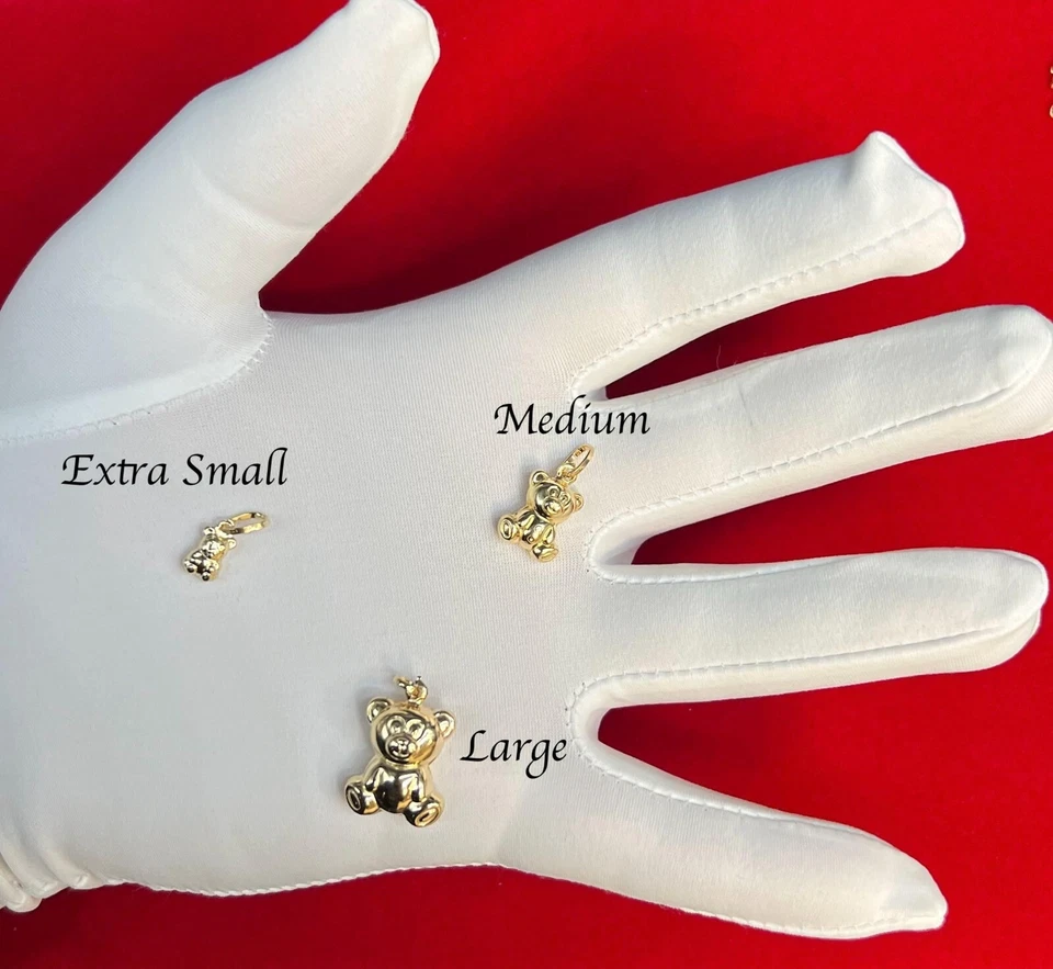 Oso de peluche inflado de oro sólido real de 14 K, collar de cadena de cable de 1,3 mm de oro real de 14 k Foto 4 de 4