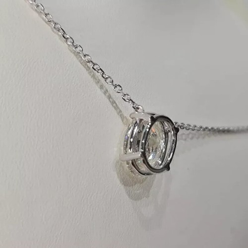 RAR 5.30 Ct Off White Treated Oval Cut Diamond Solitaire Pendant in 925 Silver - Picture 4 of 8