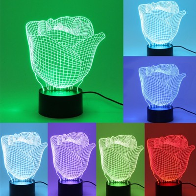 3d Rose Flower 7 Color Changing Acrylic Panel Usb Led Lamp Desk Night Light Gift 6492090299305 Ebay